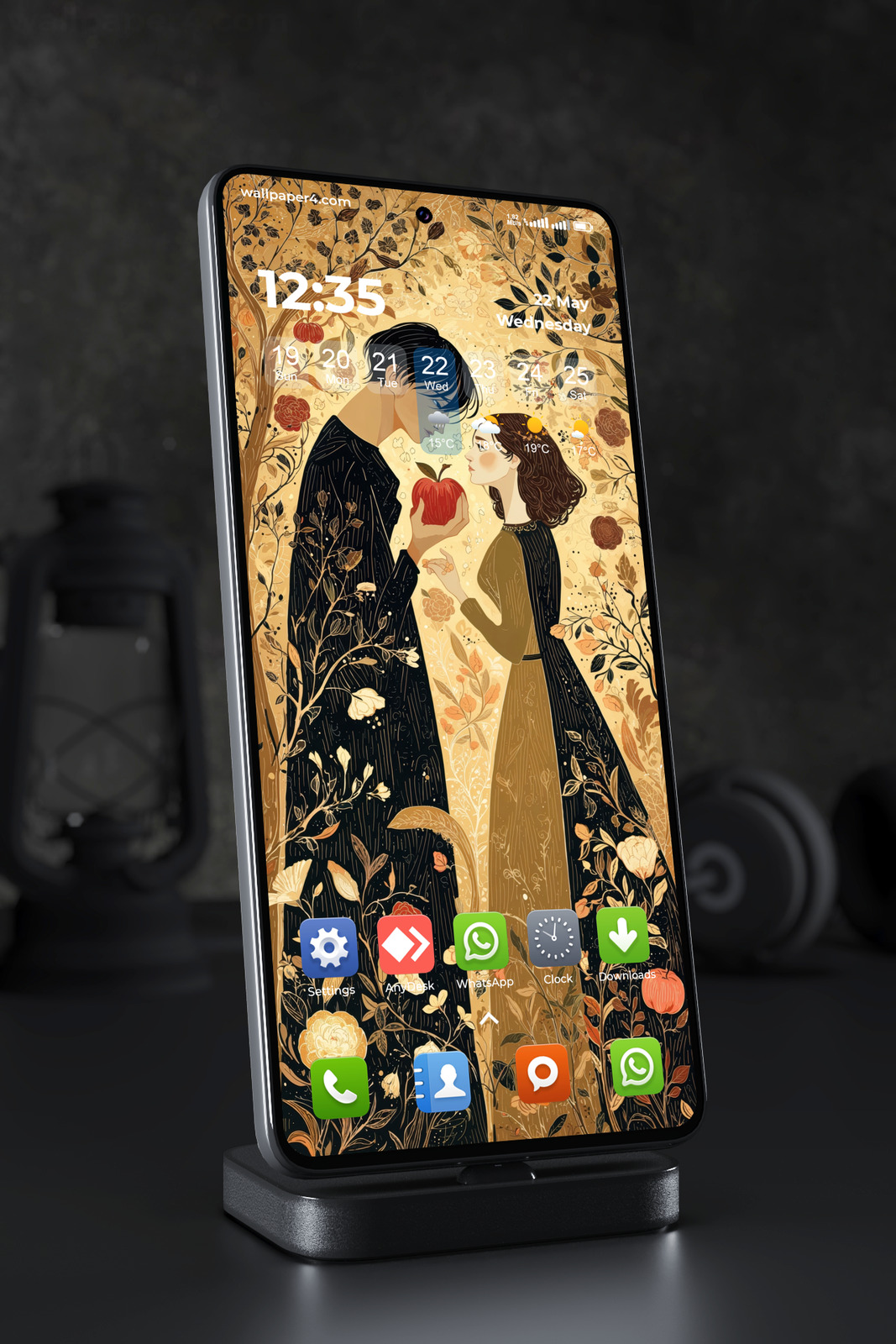 Mobile Wallpaper 6892 - Romantic Gothic Lovers in Floral Garden Art