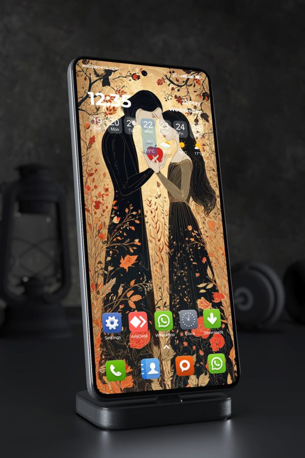 Mobile Wallpaper 6892 - Romantic Gothic Lovers in Floral Garden Art