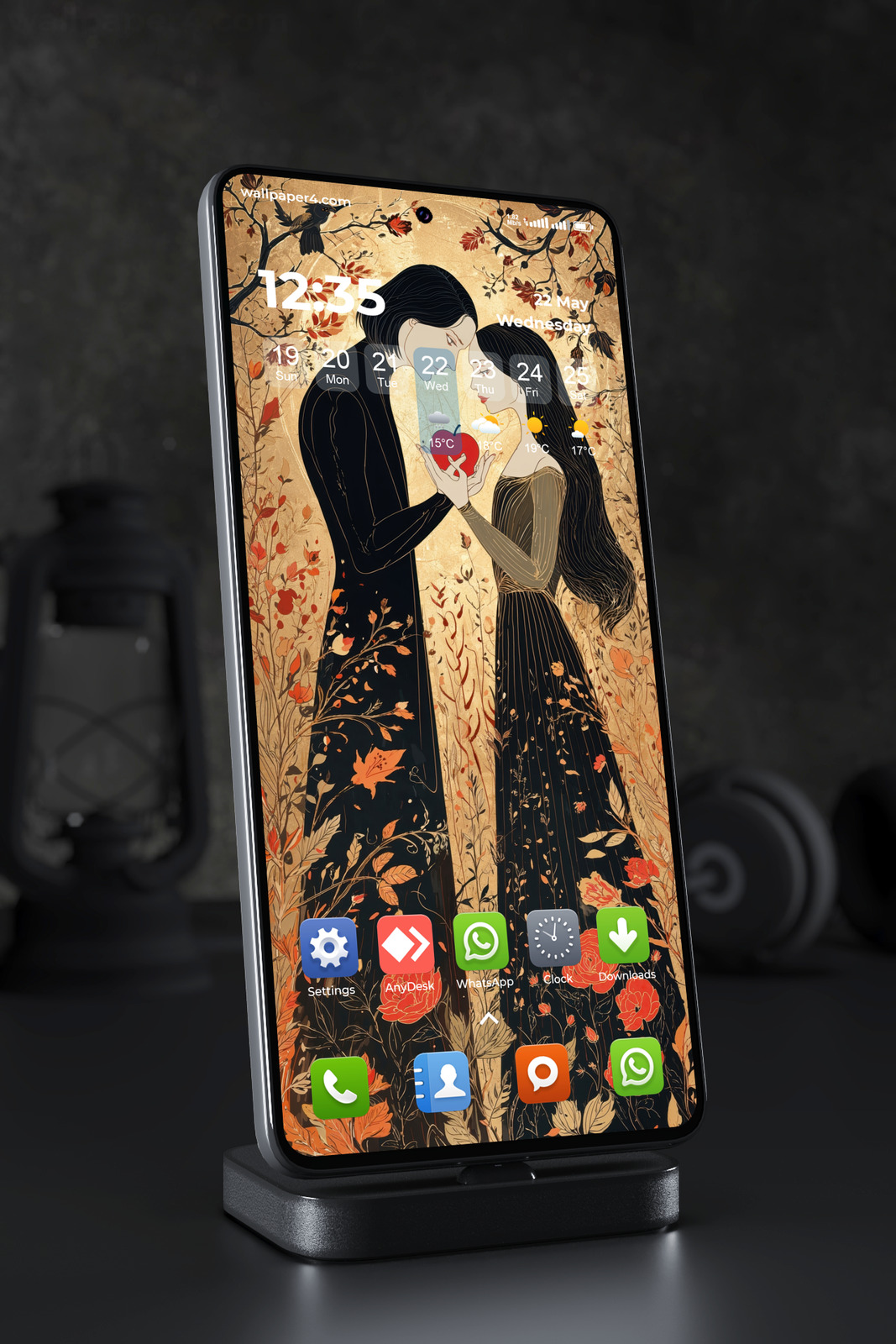 Mobile Wallpaper 6892 - Romantic Gothic Lovers in Floral Garden Art