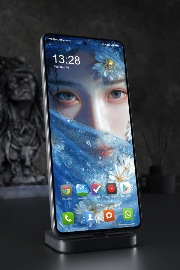 Phone Wallpaper 6898 - Blue Floral Ocean Face Art Wallpaper