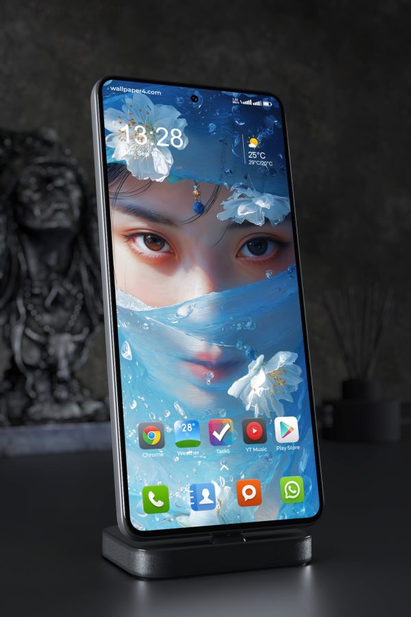 Mobile Wallpaper 6898 - Blue Floral Ocean Face Art Wallpaper