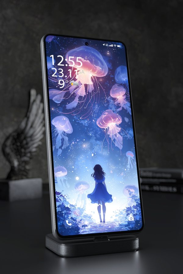 Phone Wallpaper 6912 - Dreamy Jellyfish Ocean Fantasy Girl Art