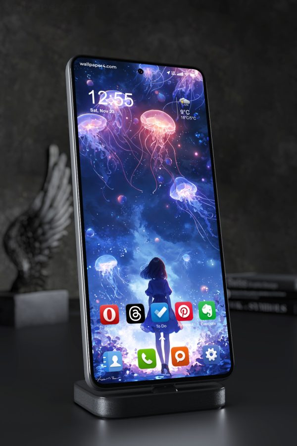 Mobile Wallpaper 6912 - Dreamy Jellyfish Ocean Fantasy Girl Art