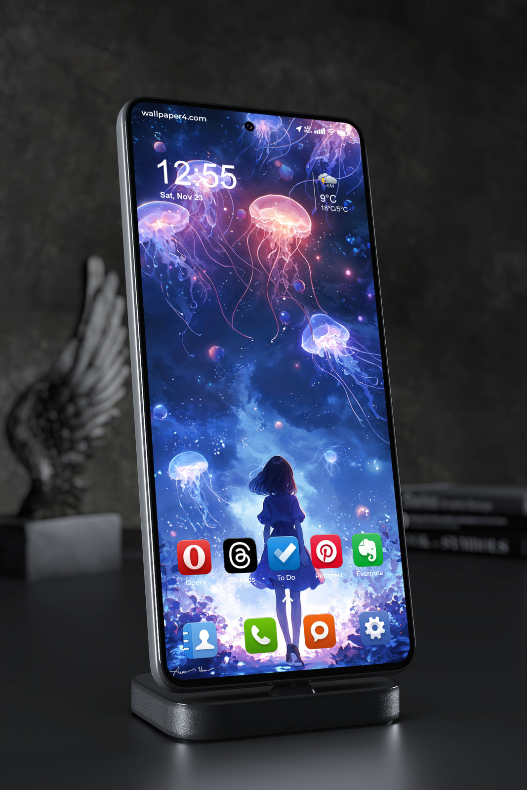 Mobile Wallpaper 6912 - Dreamy Jellyfish Ocean Fantasy Girl Art