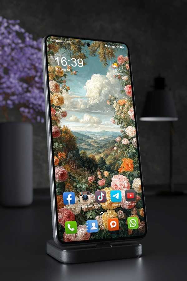 Mobile Wallpaper 6926 - Vintage Floral Landscape With Dreamy Sky