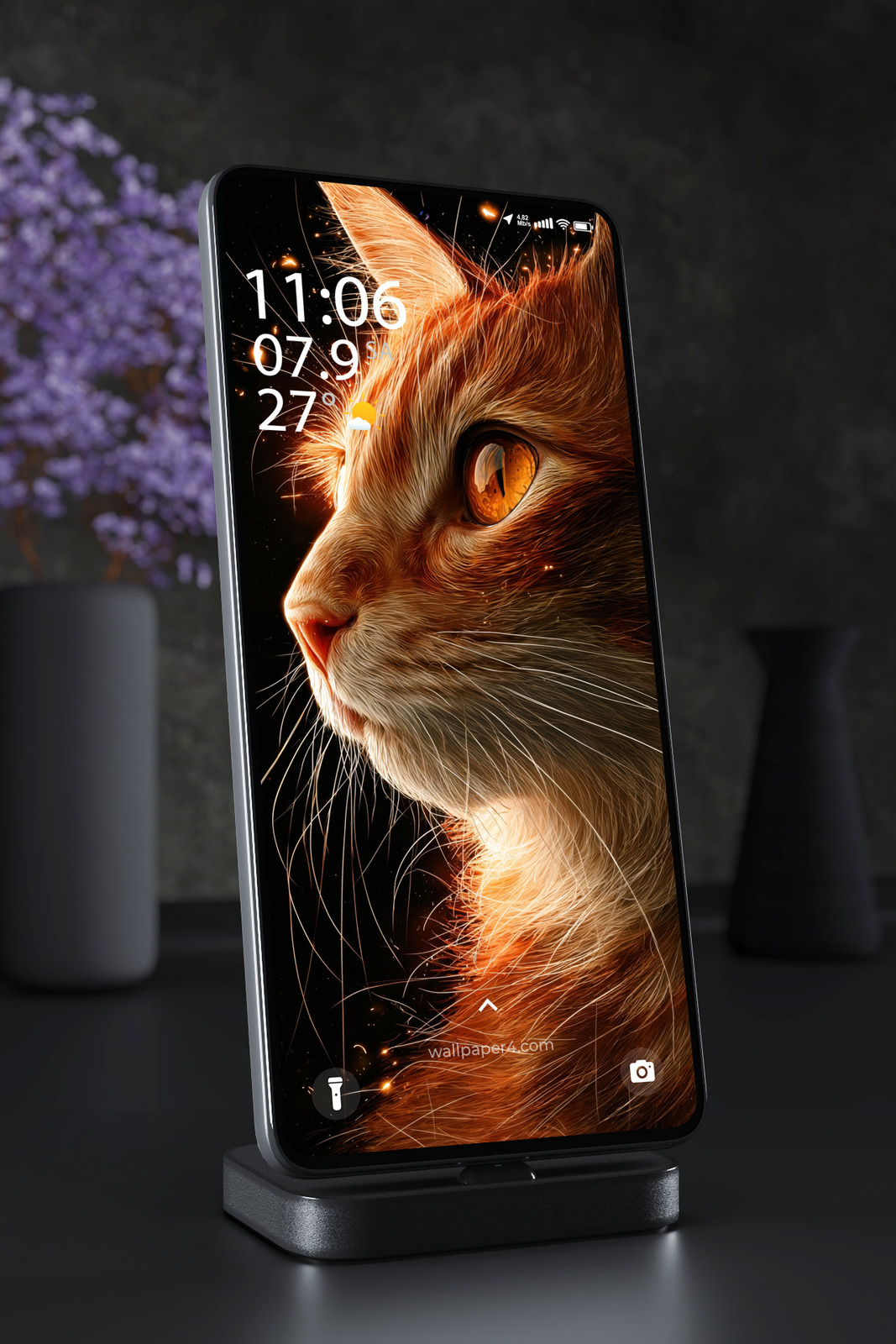 Phone Wallpaper 6979 - Majestic Orange Cat Close Up Portrait