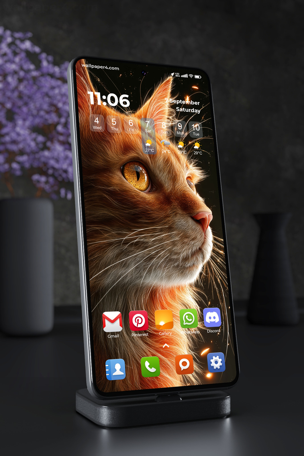 Mobile Wallpaper 6979 - Majestic Orange Cat Close Up Portrait