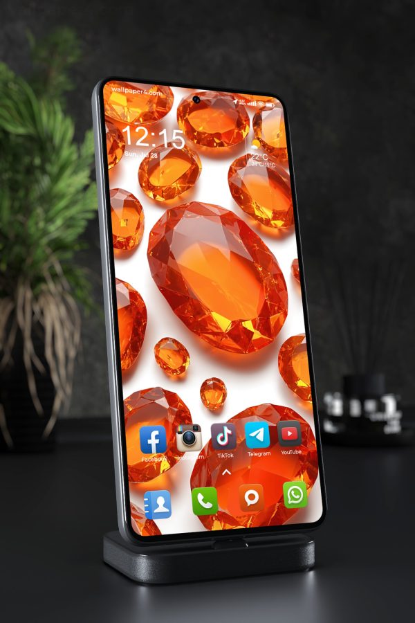 Mobile Wallpaper 7009 - Glowing Orange Gemstones in Radiant Detail