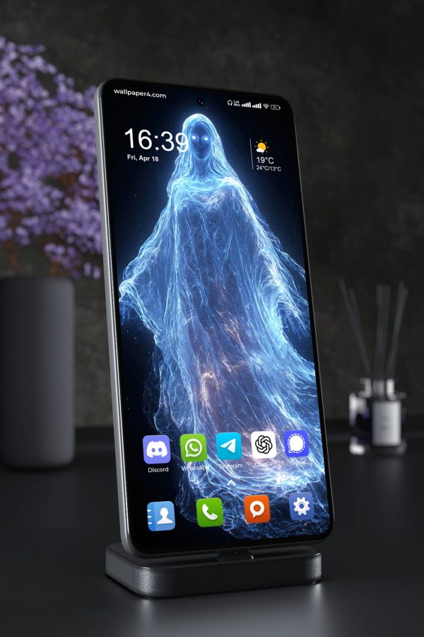 Mobile Wallpaper 7036 - Glowing Blue Specter in the Dark