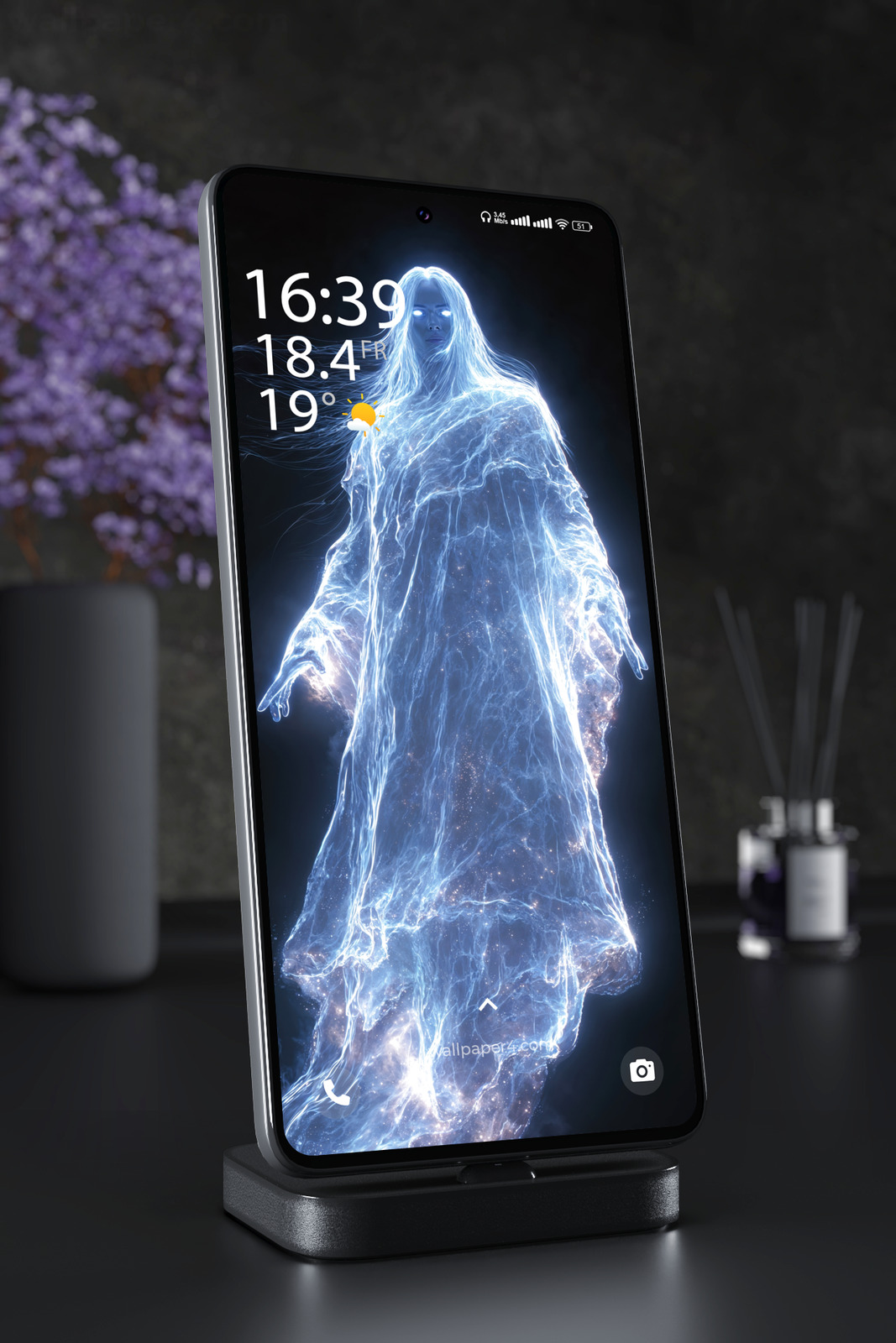 Mobile Wallpaper 7036 - Glowing Blue Specter in the Dark