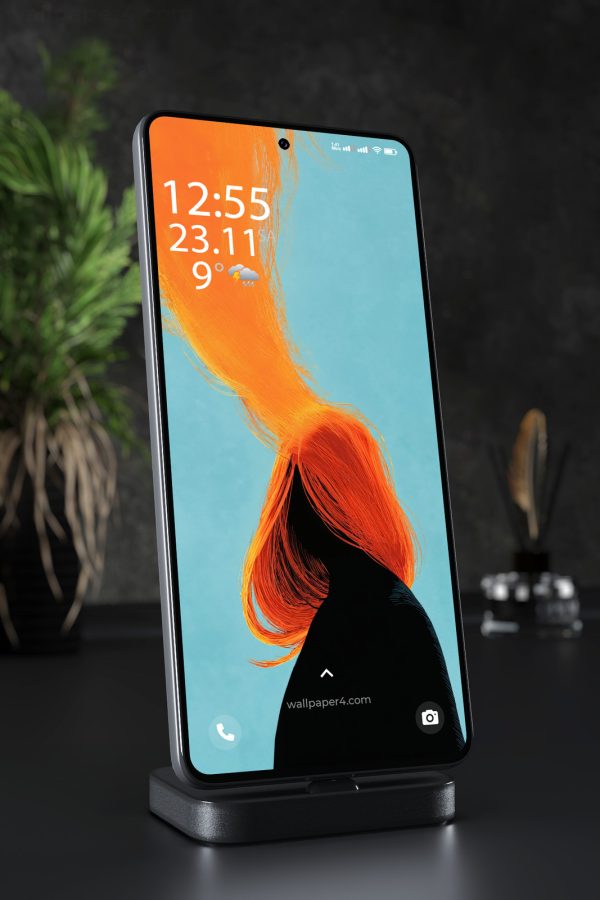 Phone Wallpaper 7102 - Fiery Orange Hair Abstract Woman Portrait