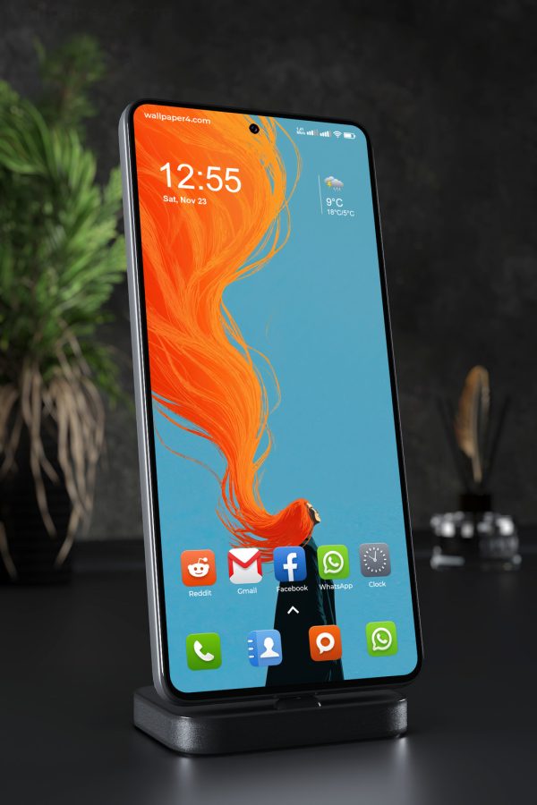 Mobile Wallpaper 7102 - Fiery Orange Hair Abstract Woman Portrait