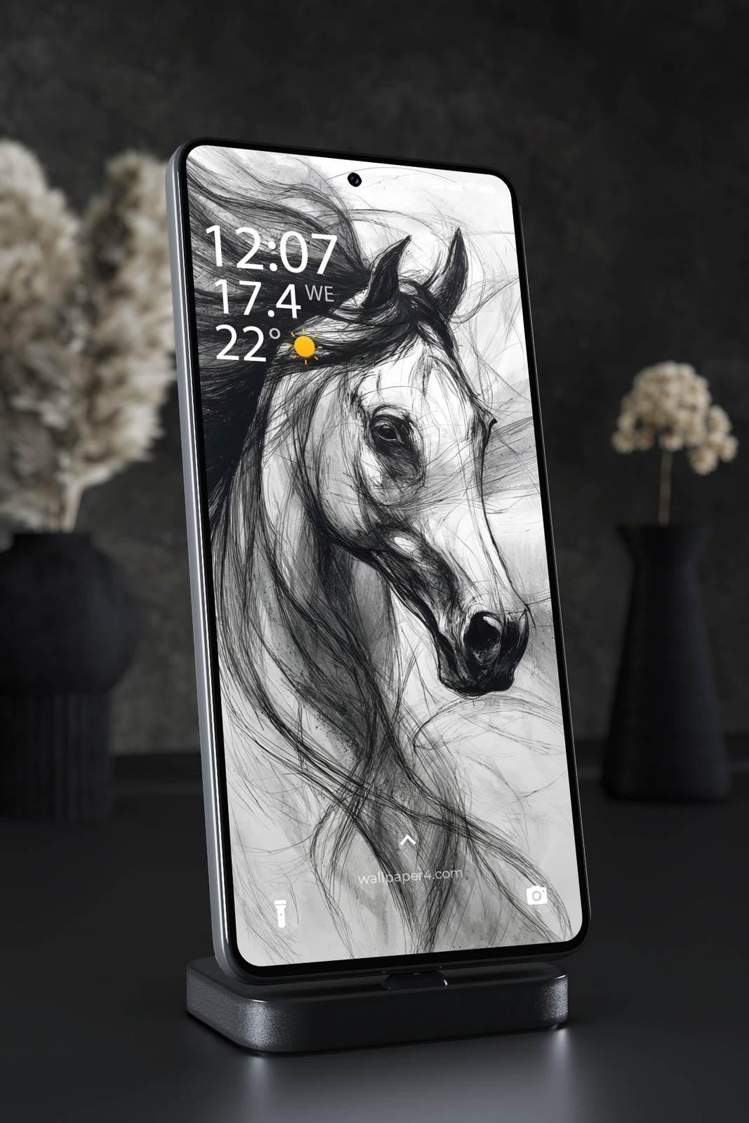 Mobile Wallpaper 7125 - Monochrome Horse Pencil Sketch Portrait