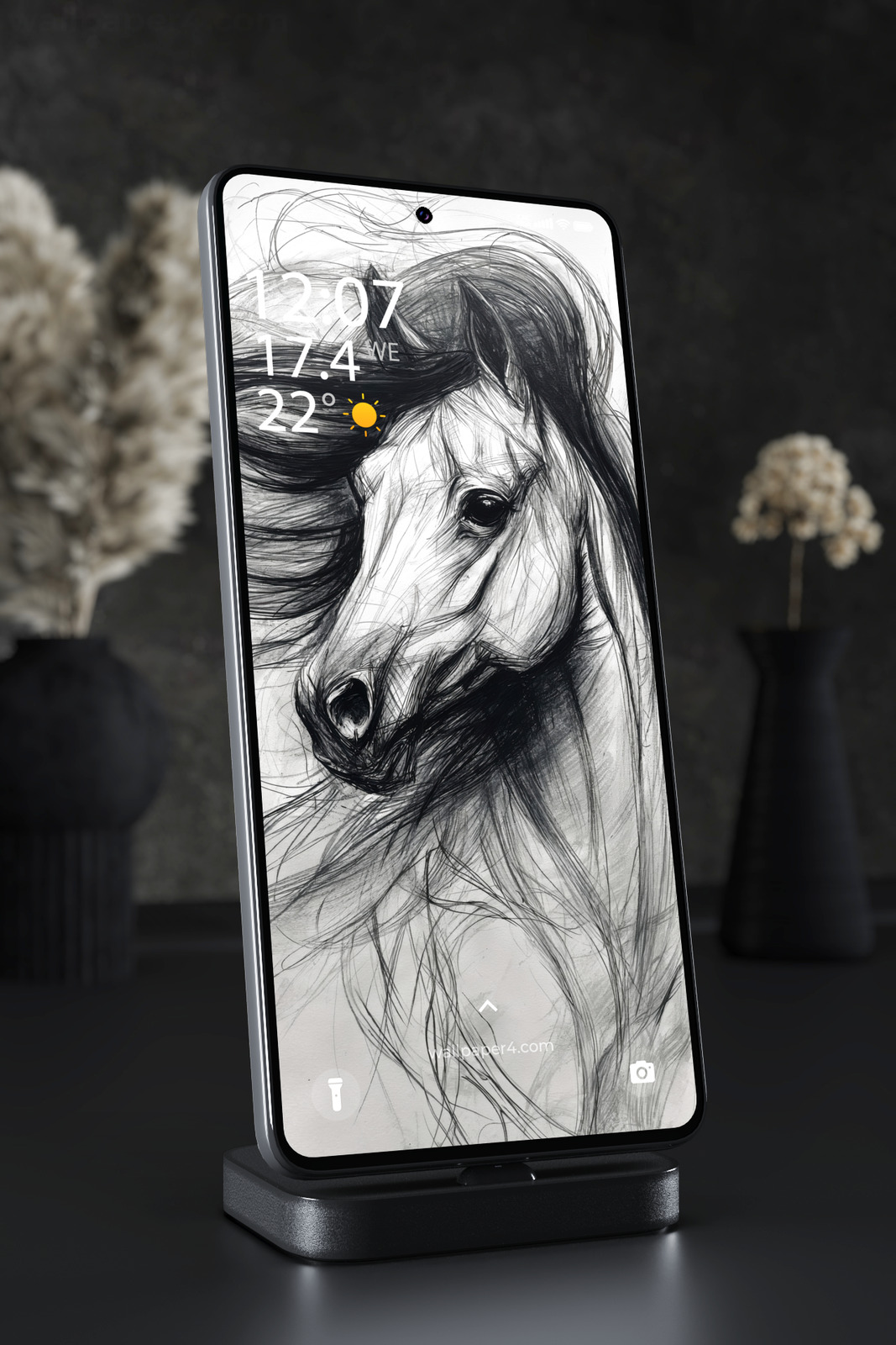 Mobile Wallpaper 7125 - Monochrome Horse Pencil Sketch Portrait