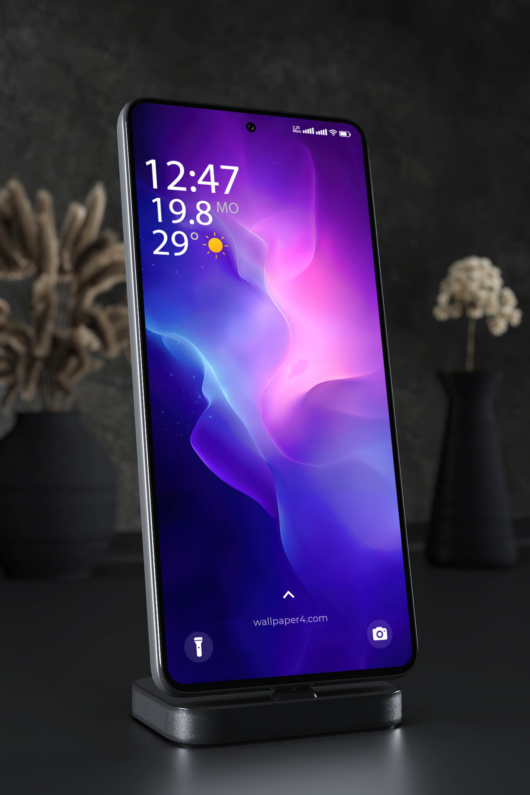Mobile Wallpaper 7175 - Neon Blue and Purple Abstract Cosmic Flow