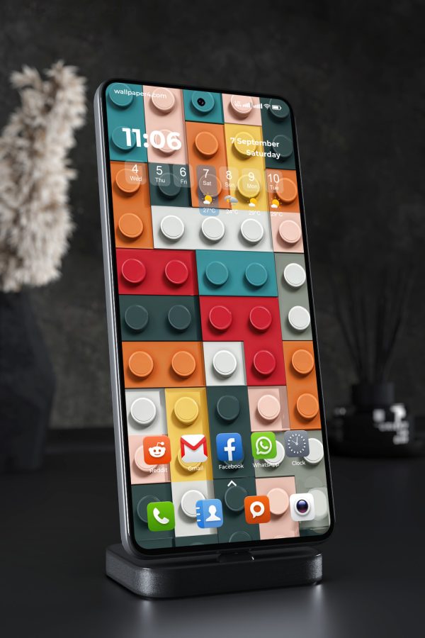 Phone Wallpaper 7191 - Colorful Geometric Blocks with Raised Circles