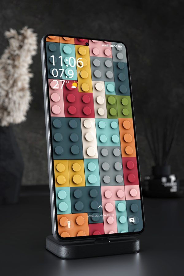 Mobile Wallpaper 7191 - Colorful Geometric Blocks with Raised Circles