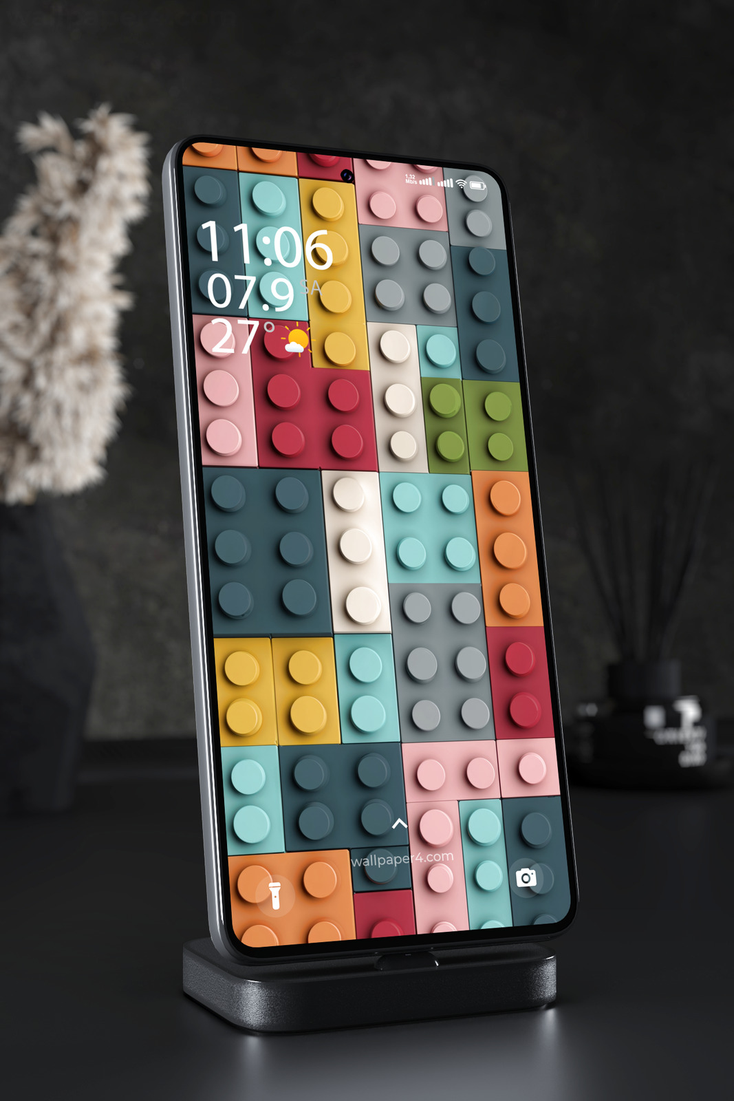 Mobile Wallpaper 7191 - Colorful Geometric Blocks with Raised Circles
