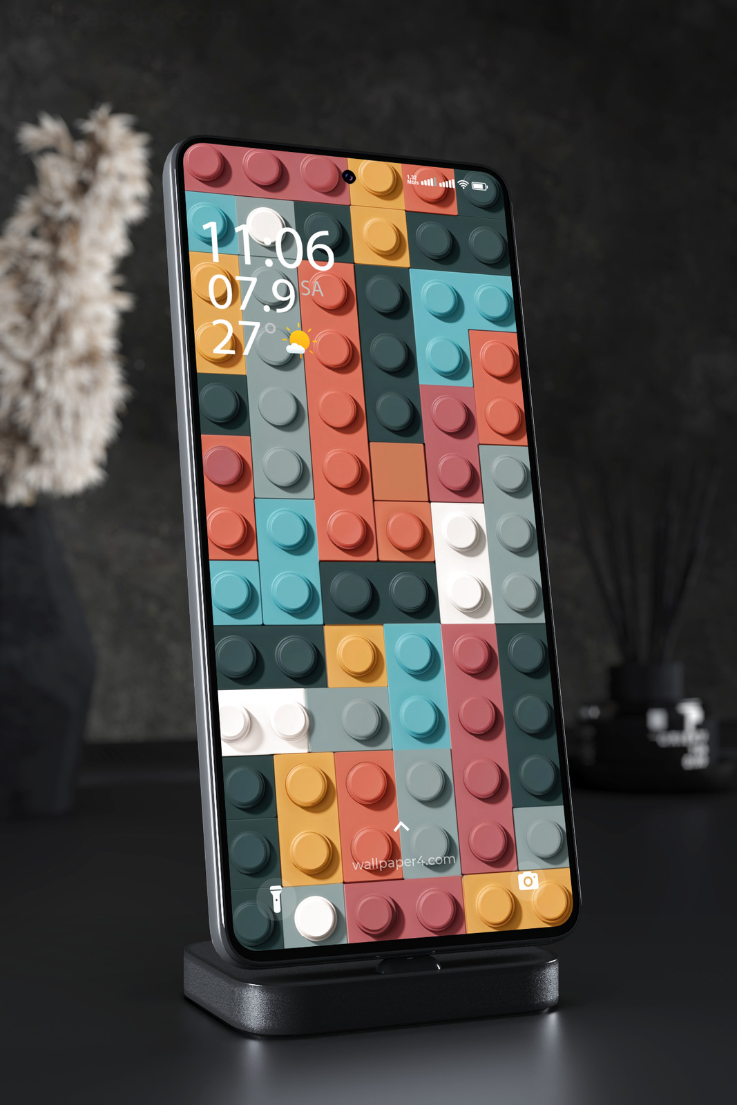 Mobile Wallpaper 7191 - Colorful Geometric Blocks with Raised Circles