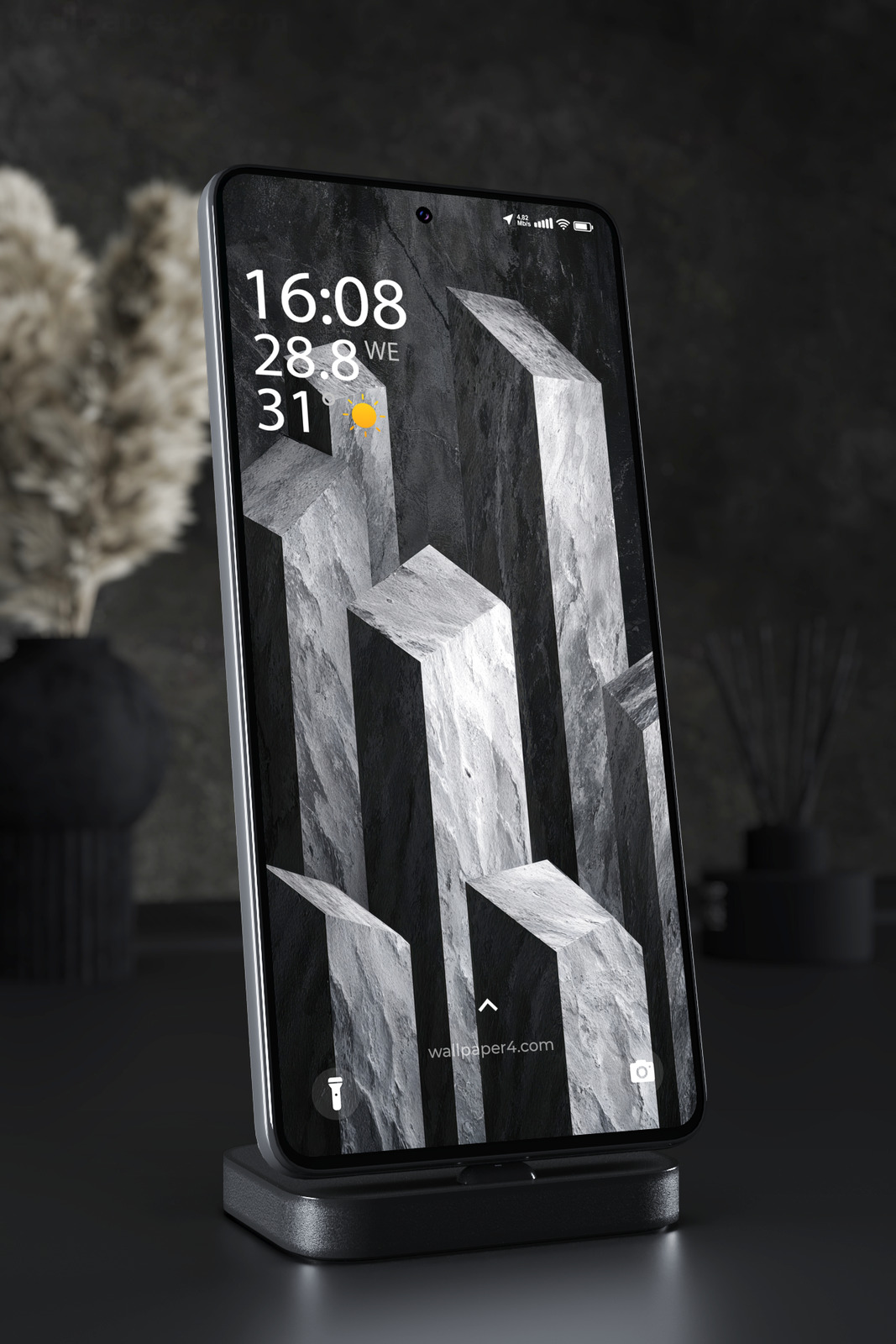 Mobile Wallpaper 7228 - Monochrome Stone Pillars Abstract Geometry