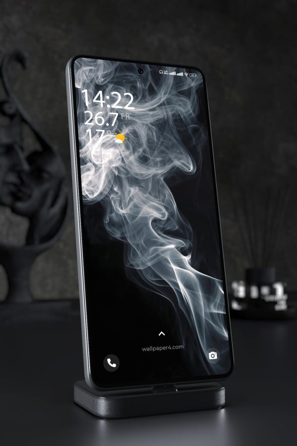 Mobile Wallpaper 7231 - Abstract White Smoke on a Deep Black Background