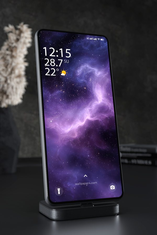 Phone Wallpaper 7236 - Purple Nebula and Stars in Deep Cosmic Space