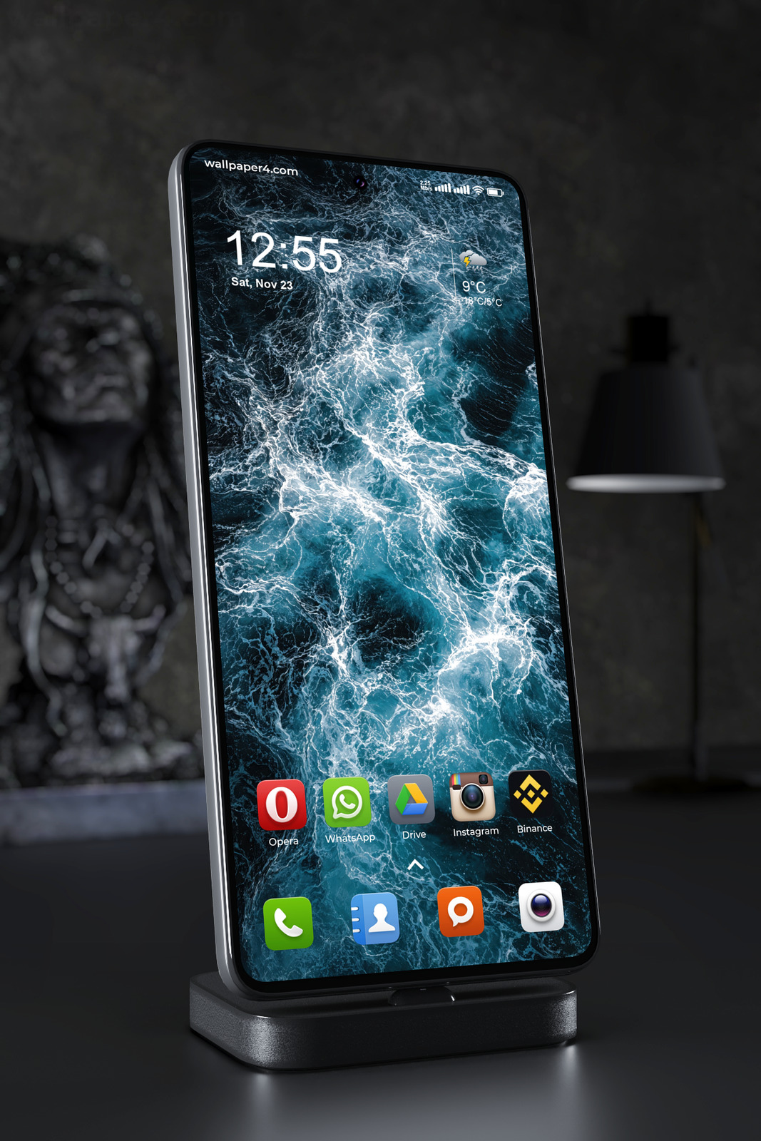 Phone Wallpaper 7248 - Powerful Turquoise Ocean Waves in Motion