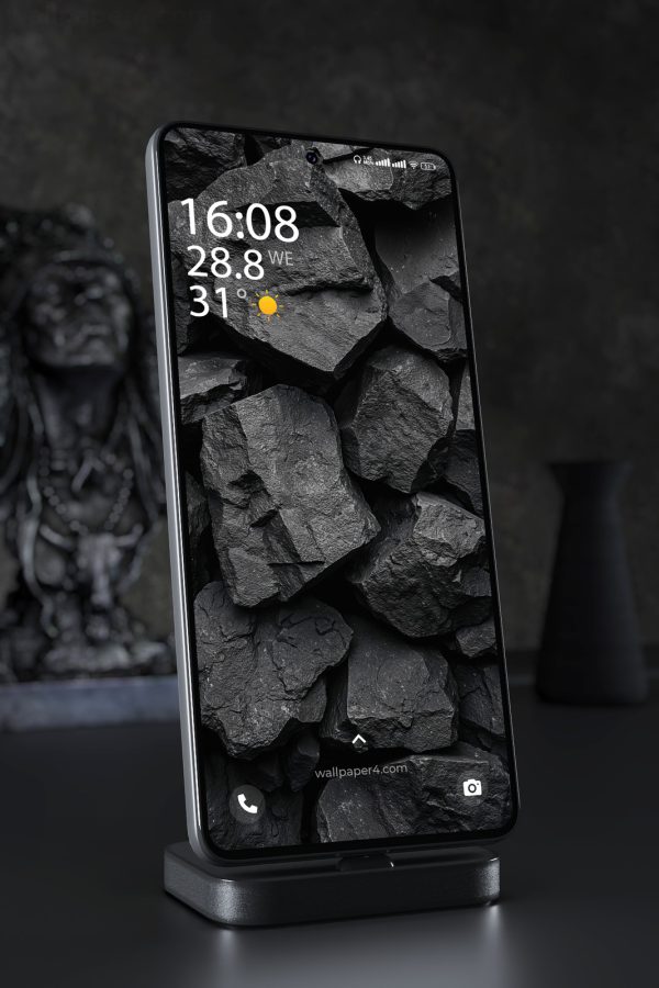 Phone Wallpaper 7300 - Dark Black Coal Rocks Abstract Texture