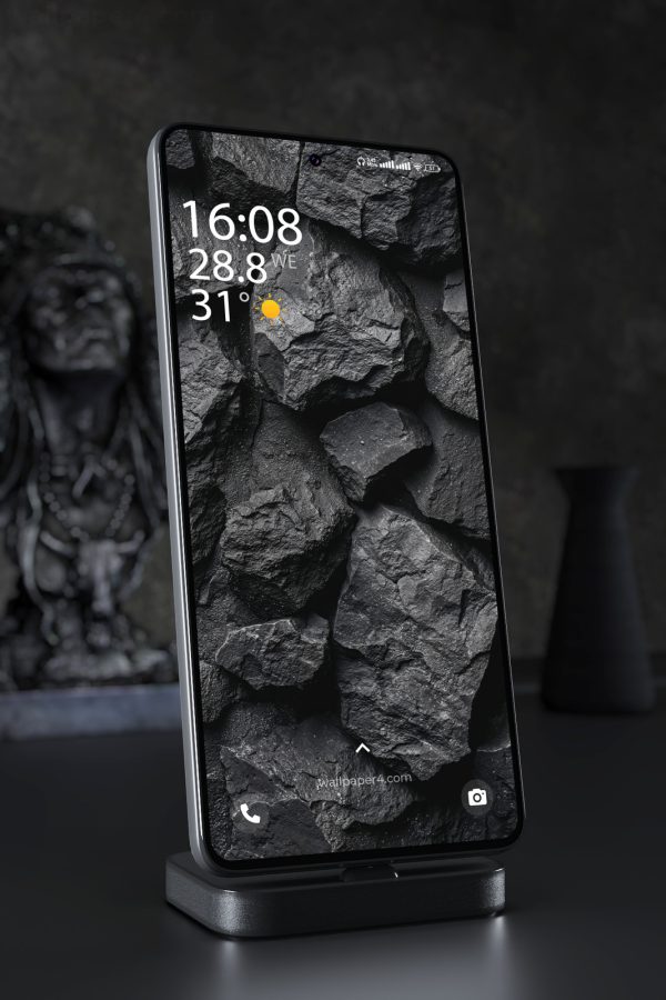 Mobile Wallpaper 7300 - Dark Black Coal Rocks Abstract Texture
