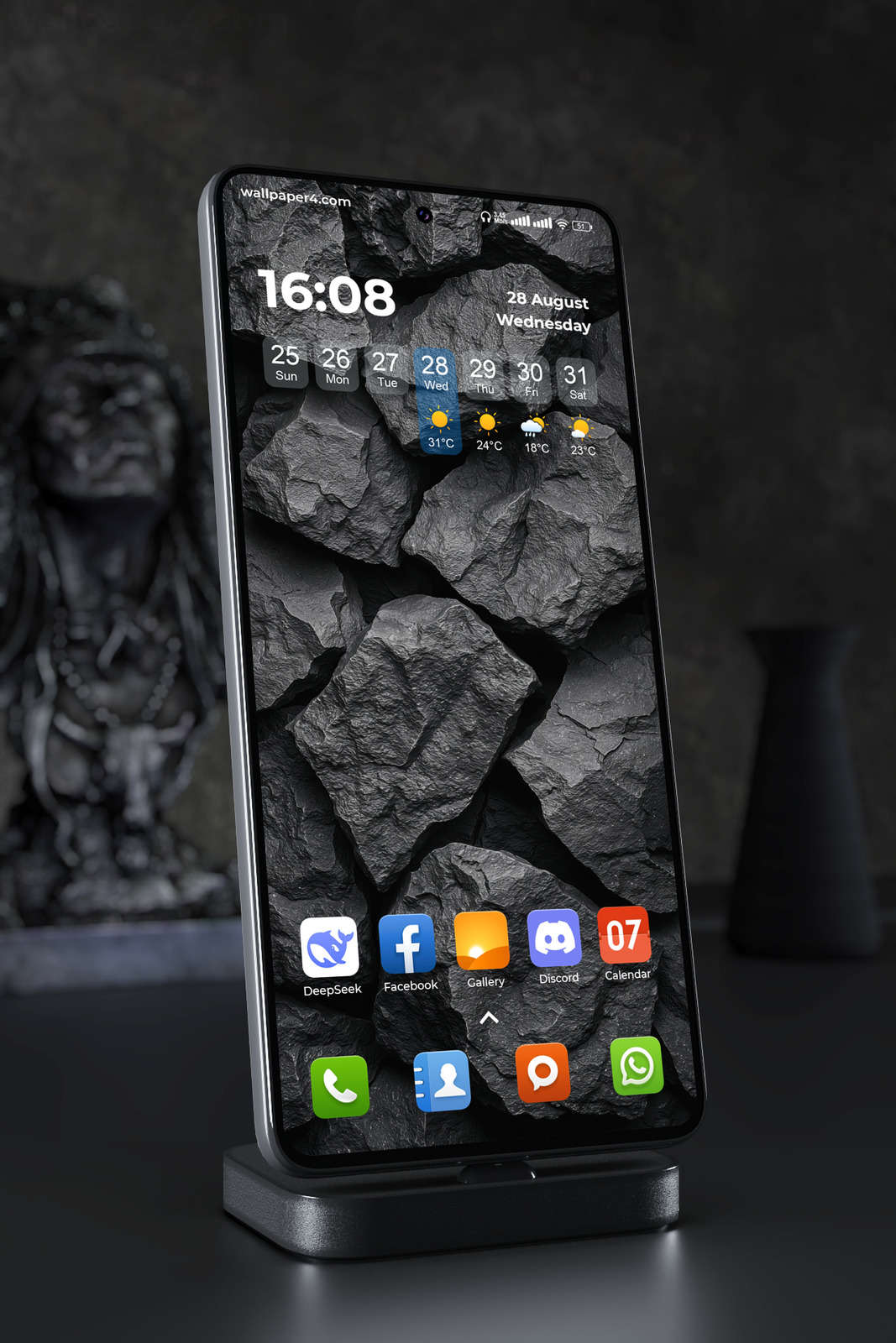 Mobile Wallpaper 7300 - Dark Black Coal Rocks Abstract Texture