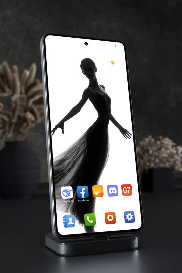 Phone Wallpaper 7320 - Elegant Ballerina Silhouette in Black and White