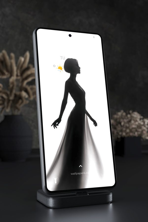 Mobile Wallpaper 7320 - Elegant Ballerina Silhouette in Black and White