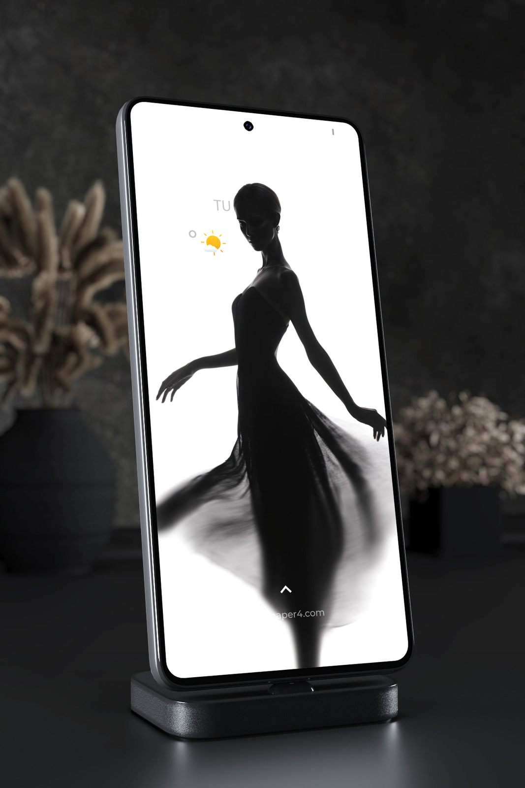 Mobile Wallpaper 7320 - Elegant Ballerina Silhouette in Black and White