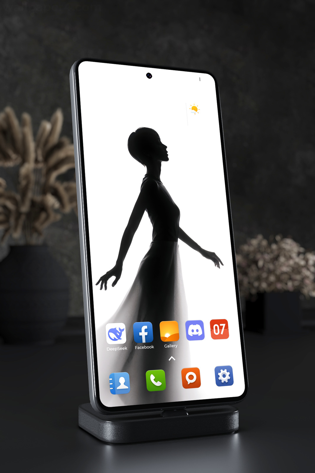 Mobile Wallpaper 7320 - Elegant Ballerina Silhouette in Black and White