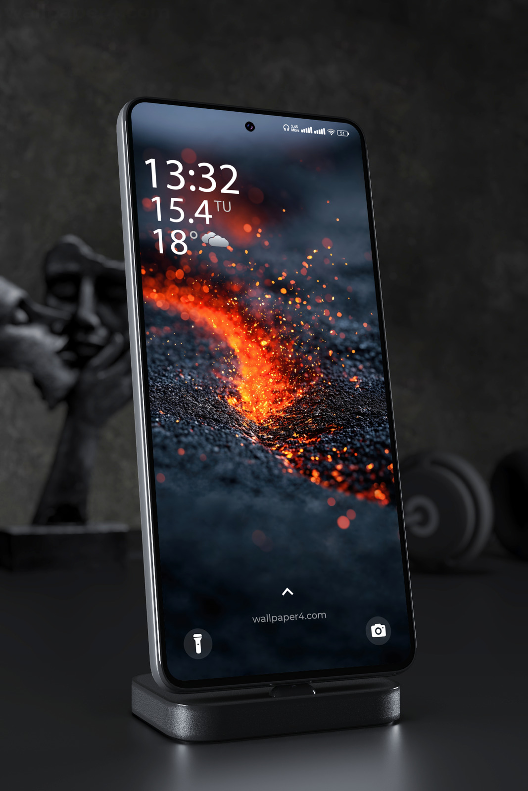 Mobile Wallpaper 7355 - Fiery Lava Sparks on Dark Volcanic Ground