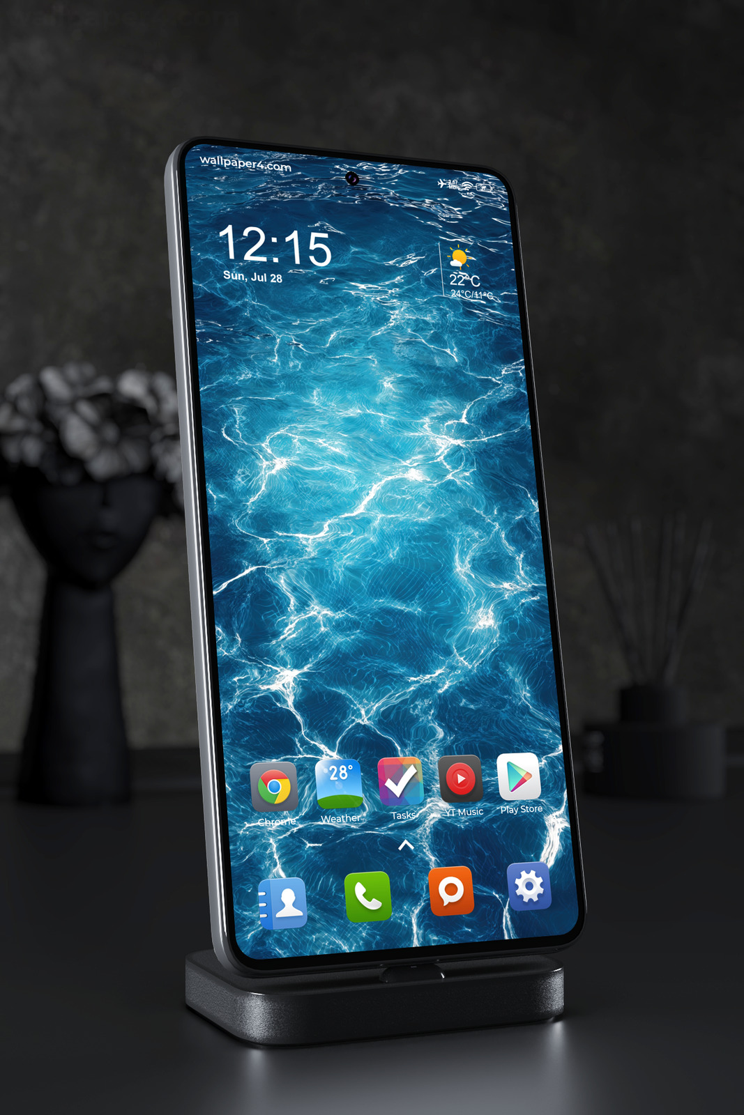 Mobile Wallpaper 7359 - Glowing Blue Ocean Waves and Water Reflections