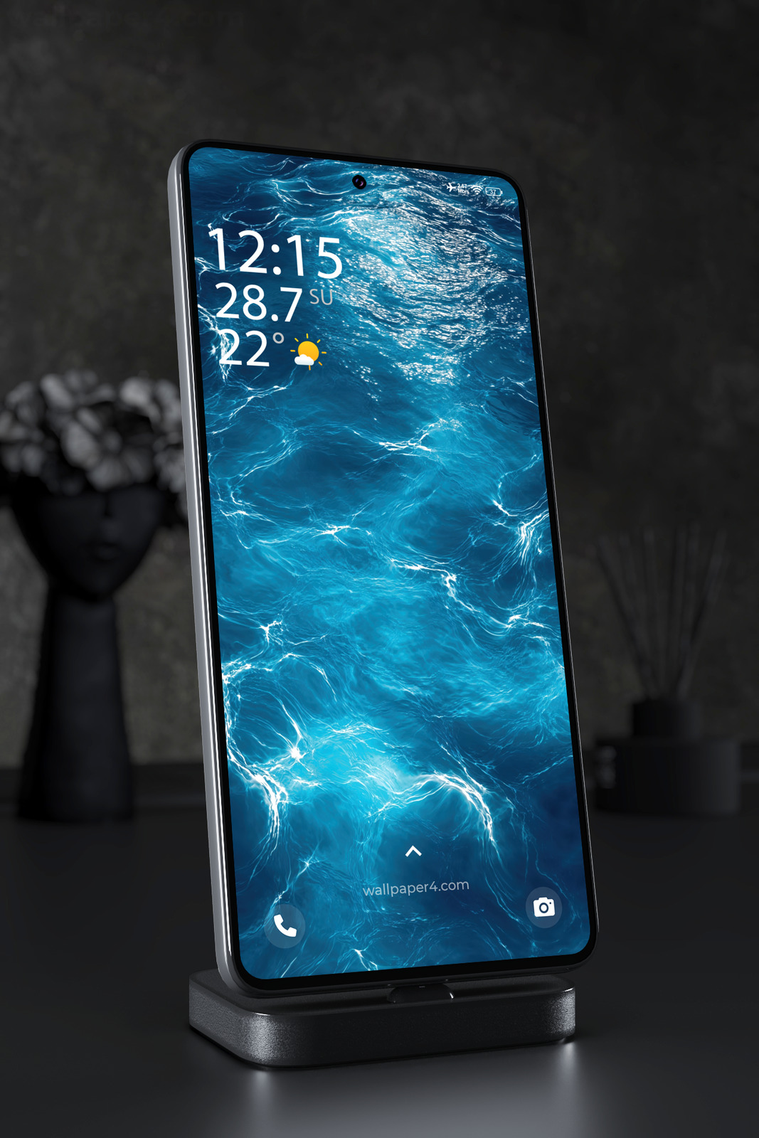 Mobile Wallpaper 7359 - Glowing Blue Ocean Waves and Water Reflections