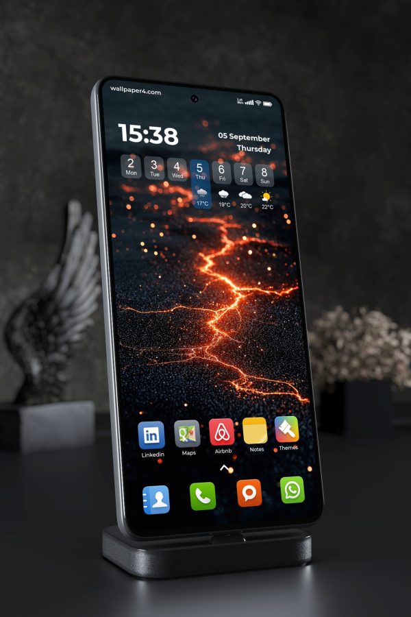 Mobile Wallpaper 7364 - Glowing Orange Energy Cracks in the Dark