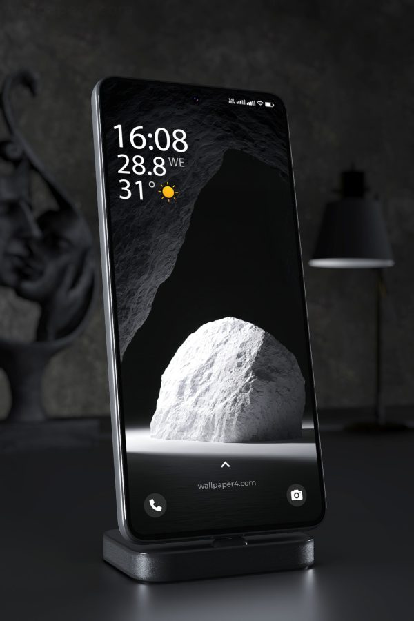 Phone Wallpaper 7435 - Monochrome Stone Arch in Deep Shadow