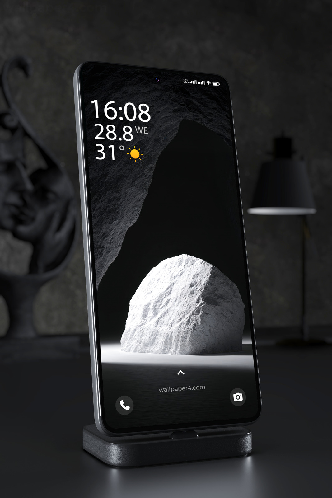 Phone Wallpaper 7435 - Monochrome Stone Arch in Deep Shadow