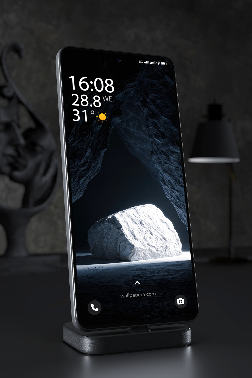 Mobile Wallpaper 7435 - Monochrome Stone Arch in Deep Shadow