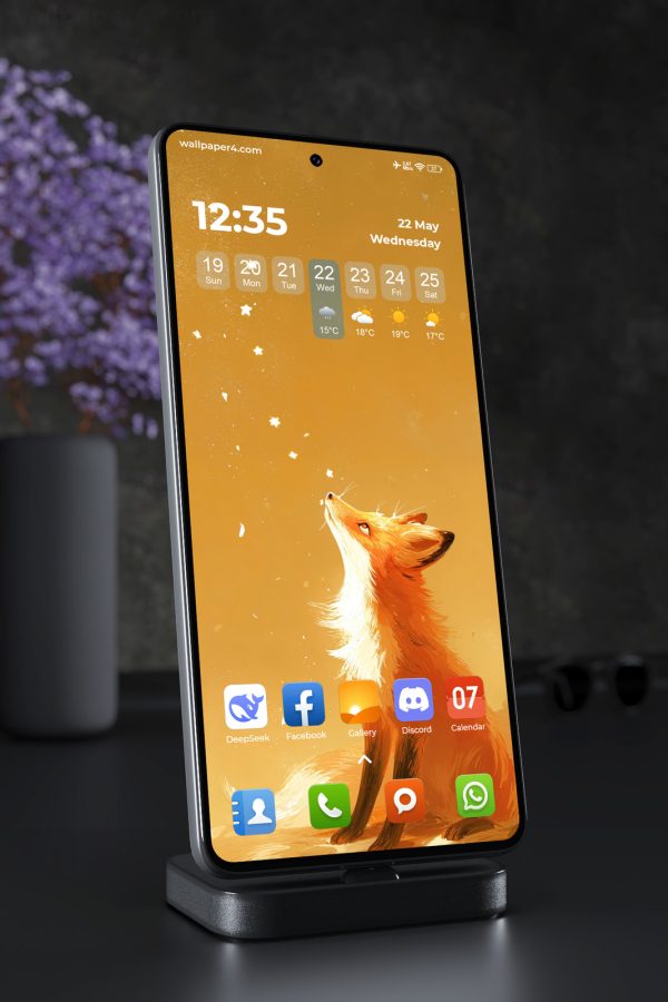 Mobile Wallpaper 7478 - Golden Fox Watching Stars in a Dreamy Sky