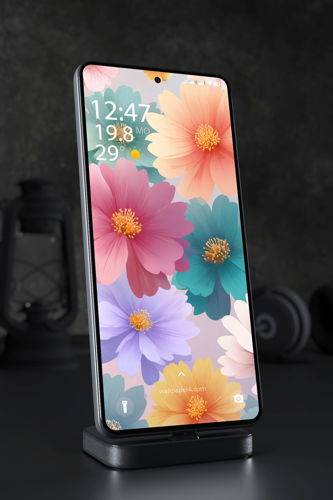 Mobile Wallpaper 7492 - Colorful Pastel Flowers in a Dreamy Garden