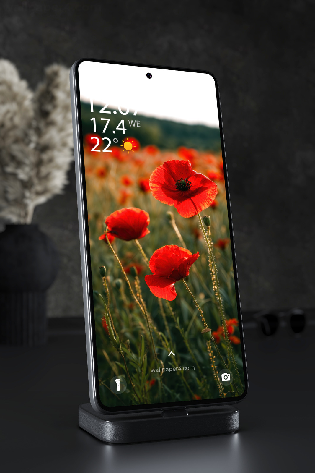 Mobile Wallpaper 7516 - Red Poppies Glowing in a Peaceful Summer Field