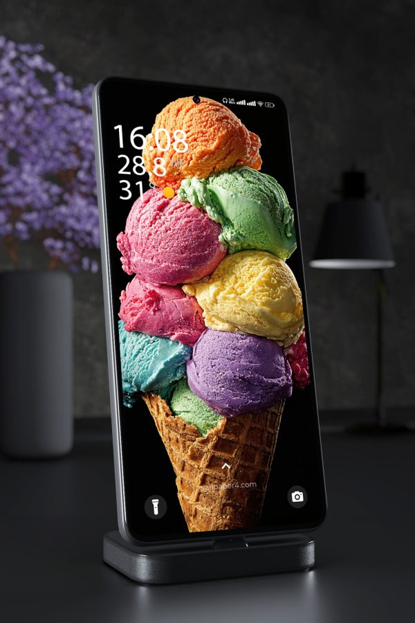Mobile Wallpaper 7521 - Colorful Ice Cream Scoops on Black Background