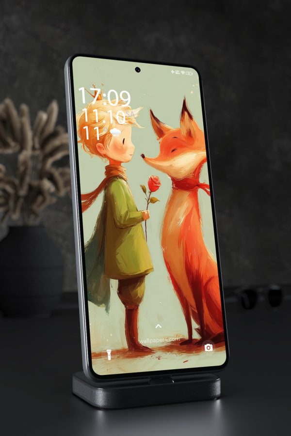 Phone Wallpaper 7567 - The Little Prince with Fox and Red Rose