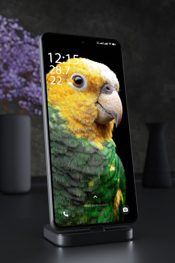 Phone Wallpaper 7576 - Vibrant Yellow and Green Parrot Portrait