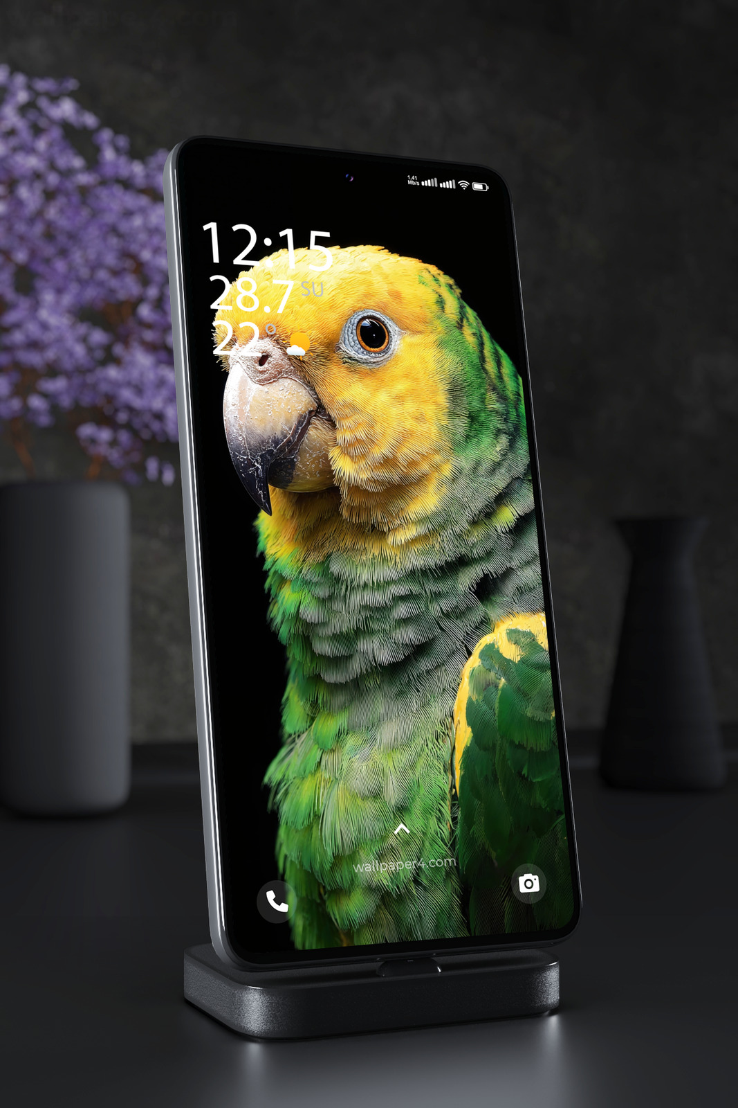 Mobile Wallpaper 7576 - Vibrant Yellow and Green Parrot Portrait