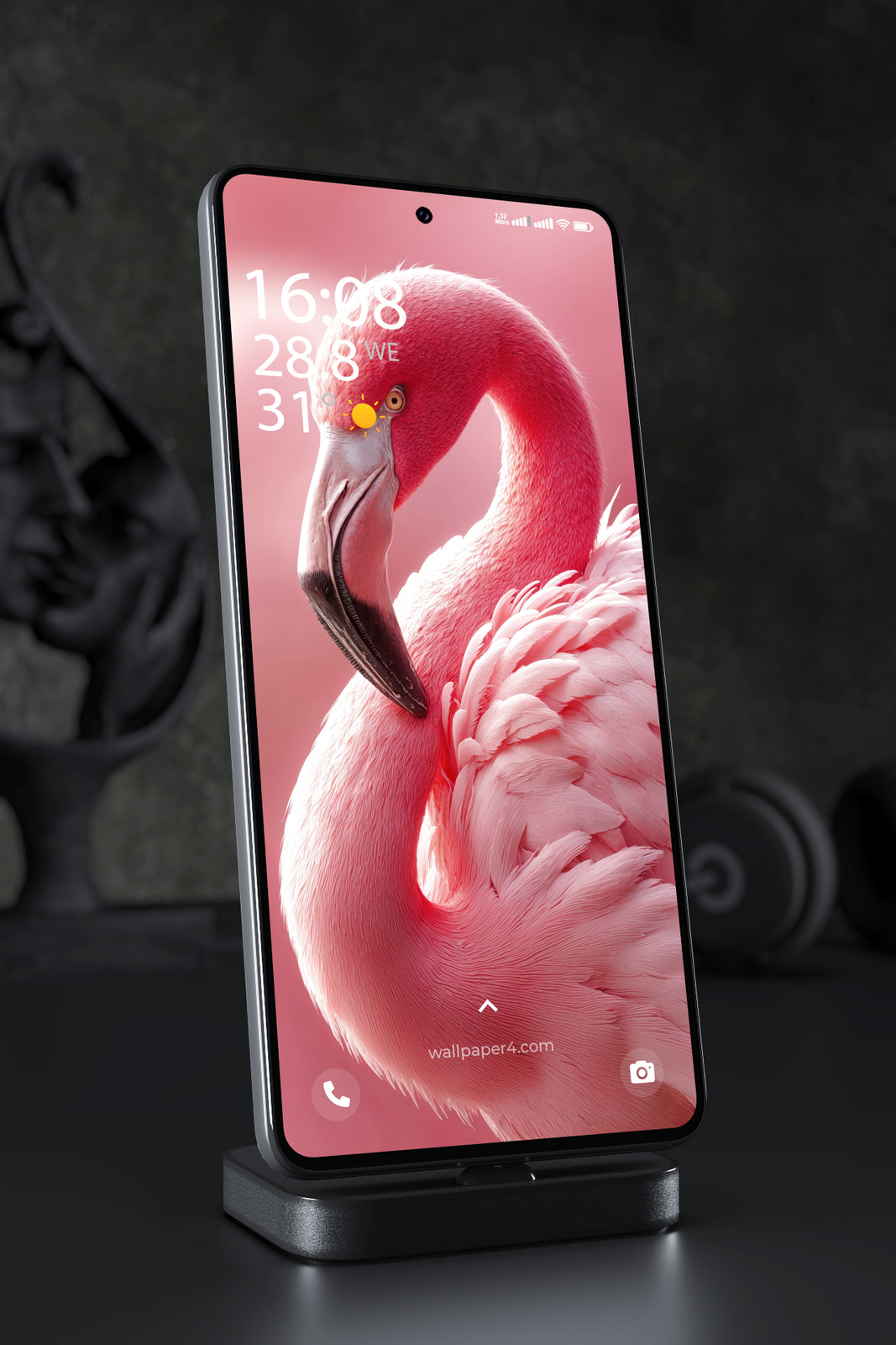 Mobile Wallpaper 7629 - Elegant Pink Flamingo Portrait in Soft Light