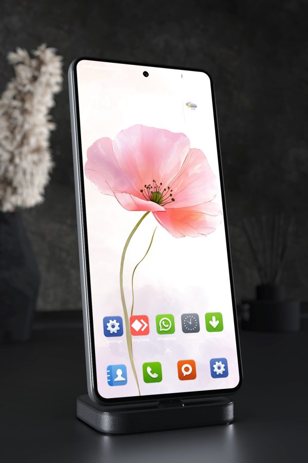 Phone Wallpaper 7633 - Delicate Pink Poppy Watercolor Floral Art